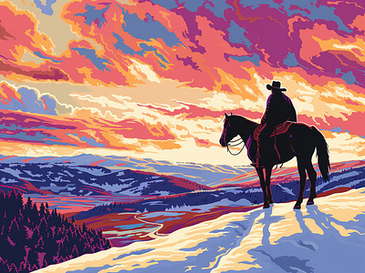 Rider Original Painting horse outlaw pop art rider sunset western