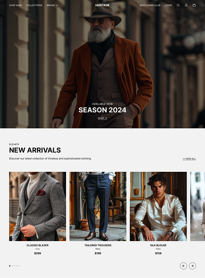 Heritage - Ecommerce Landing Page brand clothing ecommerce figma landing page ui web design website design