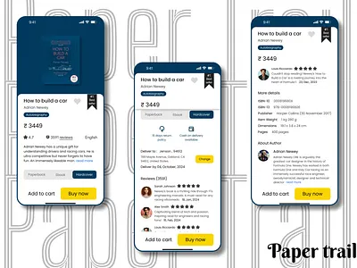 Paper trail - Online book store app app design figma ui
