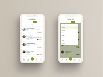 Cooking Club feature app food drink mobile app ui