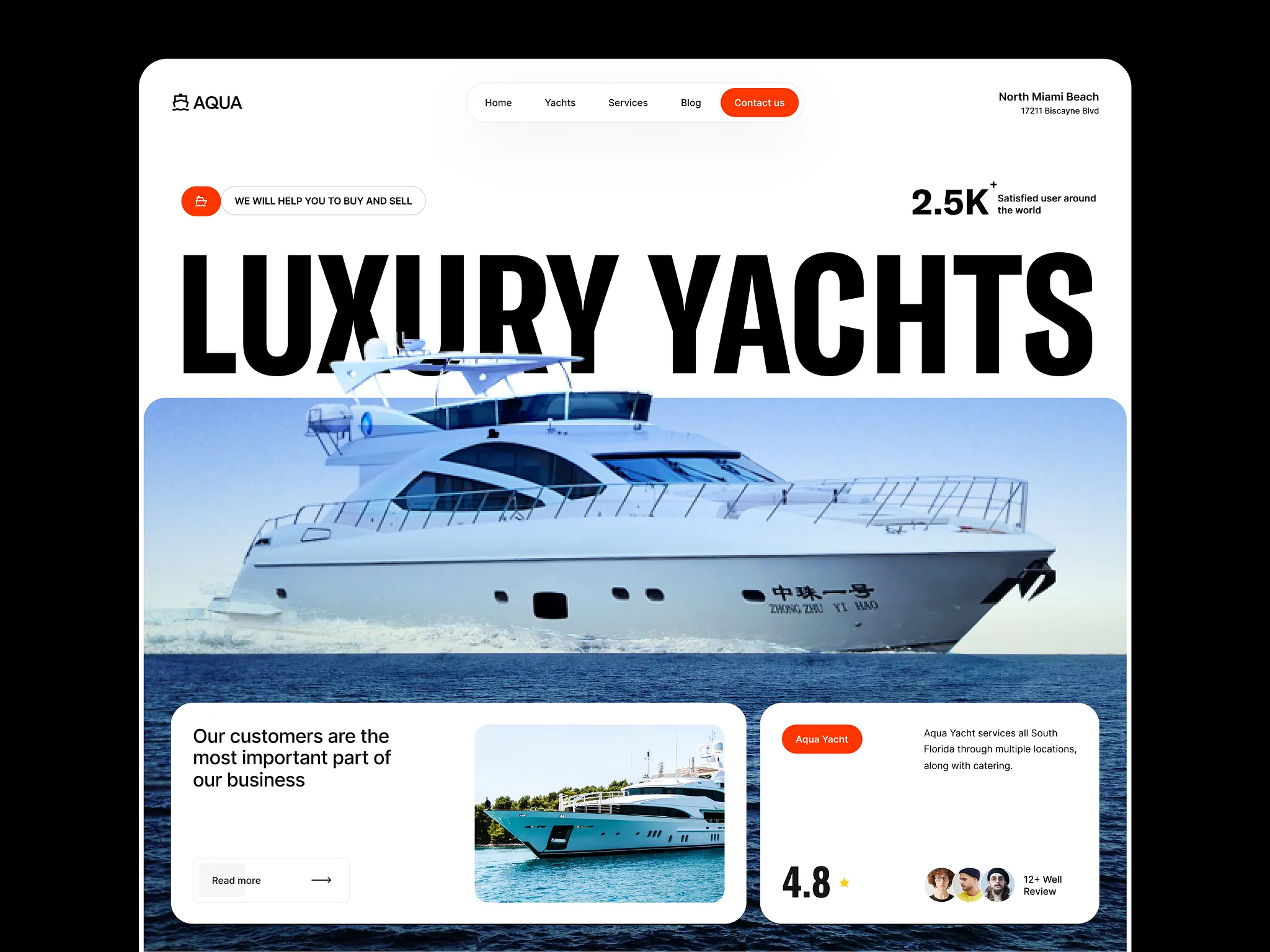 Aqua Yacht Website Design boat boats design studio interface landing page sailing service ui ux water sports web web design web layout webdesign yacht yachting yachts