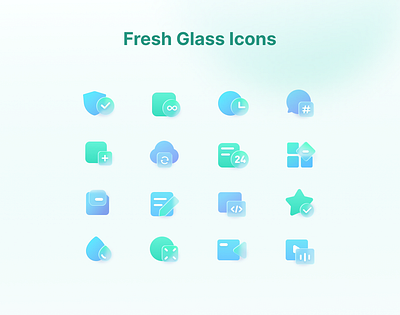 Fresh Glass Icons 3d design graphic design icon illustration logo ui vector