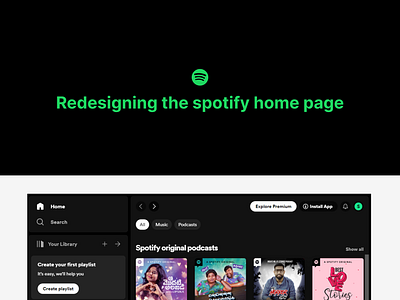 Redesigning the spotify home page graphic design redesign ui user experiance ux wen design