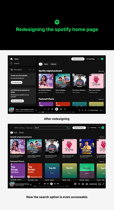 Redesigning the spotify home page graphic design redesign ui user experiance ux wen design