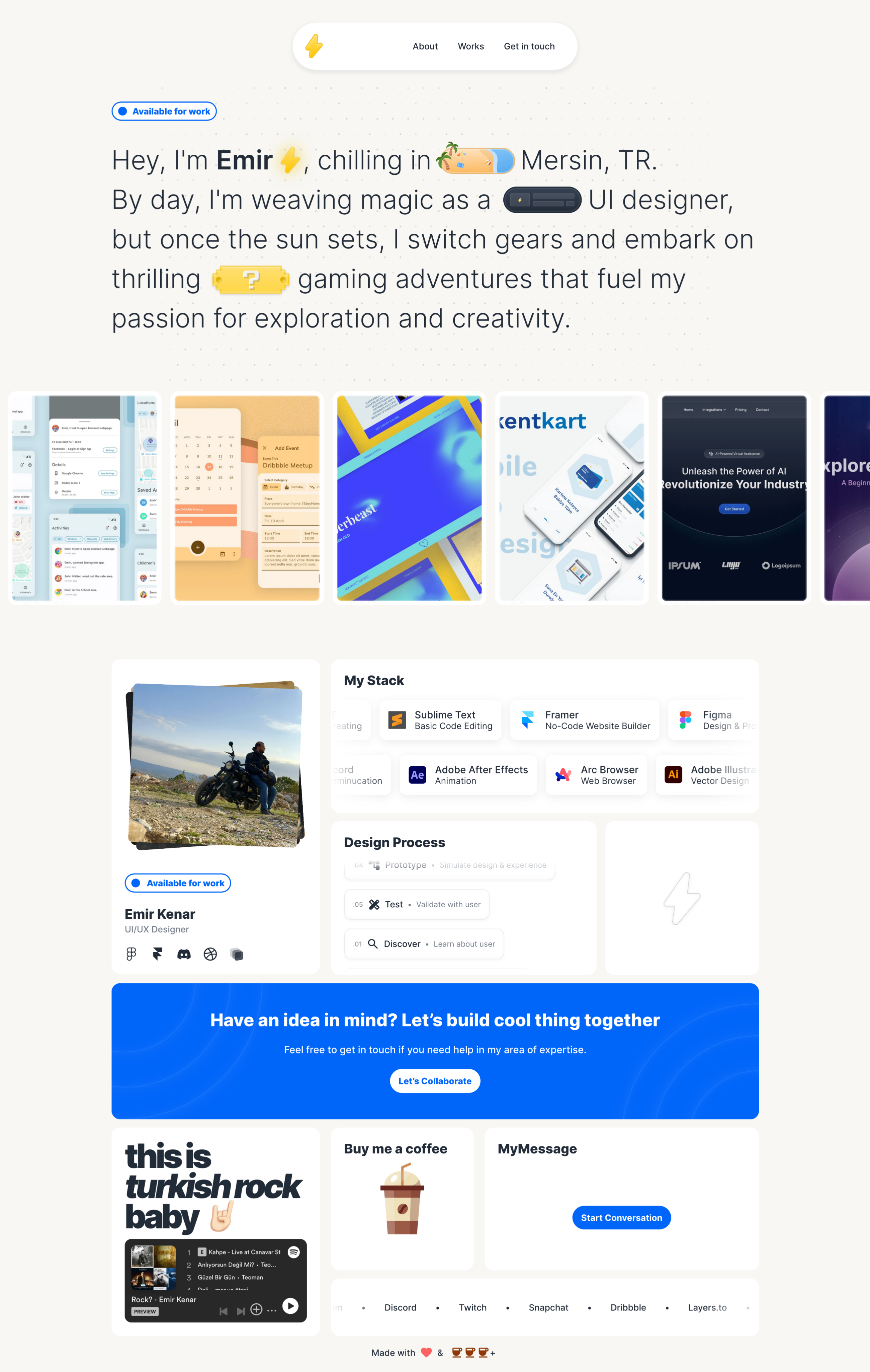 Portfolio Website - Framer animation bento figma framer motion graphics portfolio ui