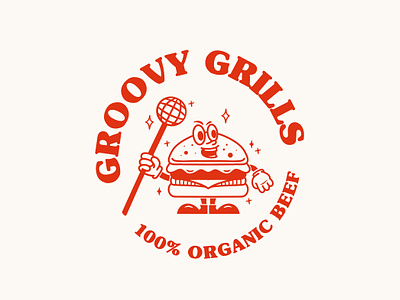 Groovy Grills Burgers - Logo Design abstract brand identity burger burger identity burger logo burger logo design burgers disco grill groovy logo logo design modern retro retro logo vintage vintage logo