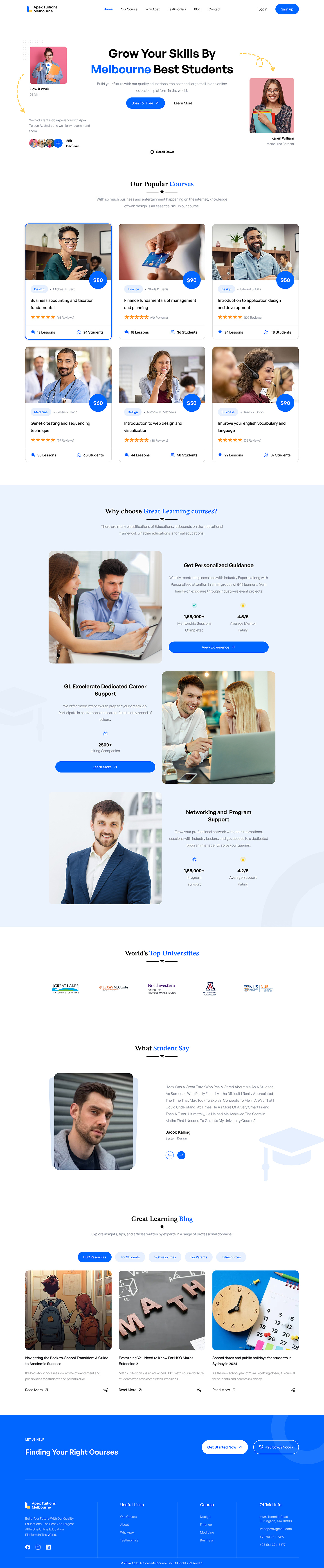 Apex Tutions Melbourne-Education Concept Web Design design education website ui user interface ux website design wordpress