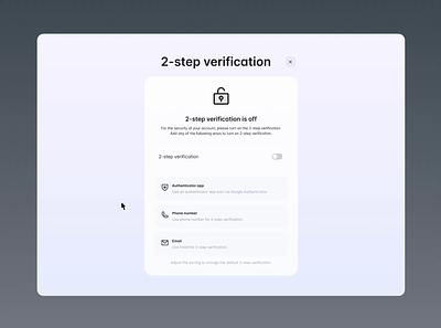 2-step verification dashboard ui kit design system motion design