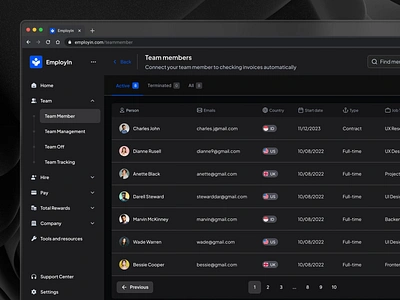 Team Member | HR Dashboard cansaas clean dark dashboard hr hr dashboard member product design saas team team member