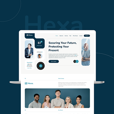Hexa-Insurance Concept Web Design design insurance website landing page ui ui design uiux ux web design website design