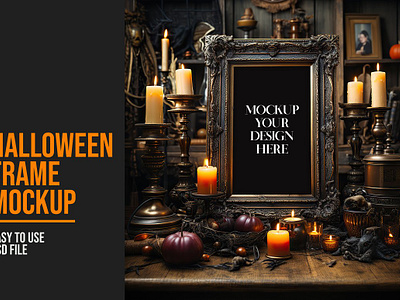 HALLOWEEN FRAME Mockup gothic frame mockup halloween frame mockup halloween mockup halloween mockup frame poster mockup psd mockup smart object mockup vertical frame mockup vintage frame mockup wall art mockup