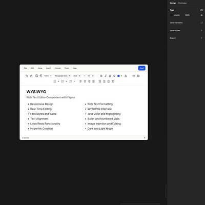 Responsive WYSIWYG Rich-Text Editor component in Figma branding design design system figma interface ui ui kit ux
