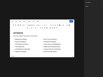 Responsive WYSIWYG Rich-Text Editor component in Figma branding design design system figma interface ui ui kit ux