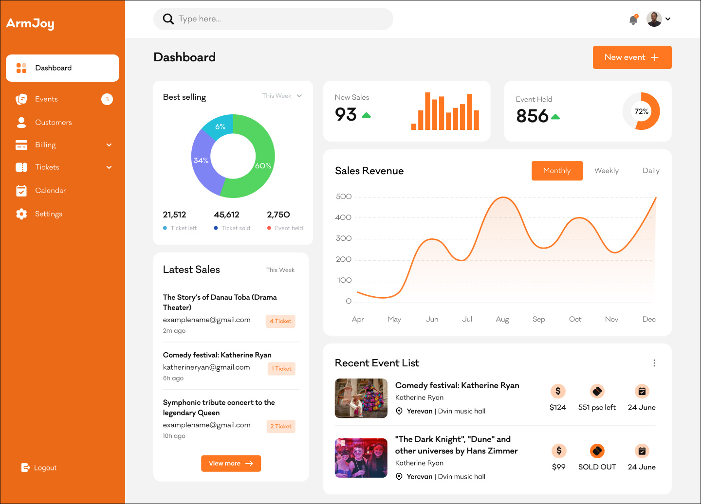Dashboard / admin panel / product management / create an event admin panel best selling chart create new event dashboard event form header product management sidebar ui ux website