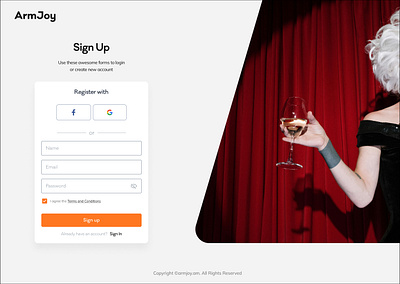 Sign up / Create new event admin panel create create an event dashboard event sign in sign up theater ui ux website