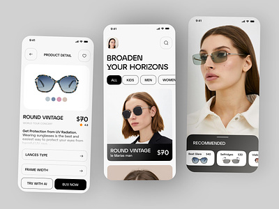 Eyewear application design artificial intelligence branding case study clean design eyewear eyewear app eyewears glasses graphic design logo machine learninig minimal website mobile app motion graphics shop app shoping sunglass website trendy website ui