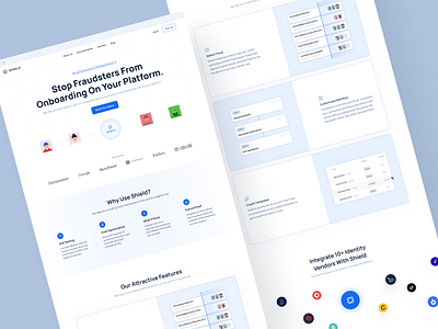 KYC & Fraud Protection SaaS Website Design dailyui design figma fraud protection website hero section animation kyc website landing page landing page design modern ui design saas design saas website ui ui design uiux ux