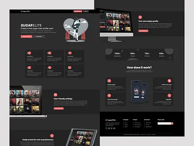 SugarEilte Dating Web App Landing Page Design animation branding graphic design logo motion graphics
