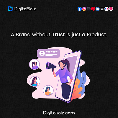 A brand without trusy is just a product branding business business growth design digital marketing digital solz illustration marketing social media marketing ui