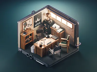 X-Files Basement 3d blender diorama illustration isometric mulder render room xfiles