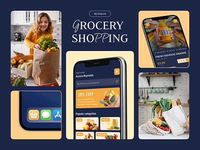 Grocery Shop Mobile App Branding app bar code delivery figma food grocery meal mobile scan shop shopping supermarket ui ux