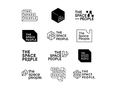 The Space People Logo Exploration architecture blocks building house icon interior logo mark people room space symbol