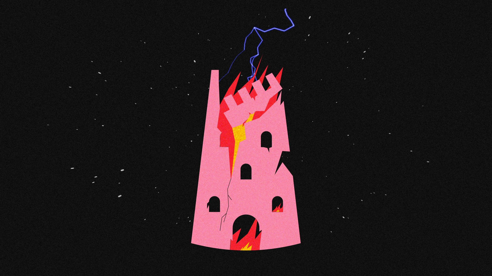Thunder Tower animated illustration animation design drawing flat animation illustration motion design motion graphics