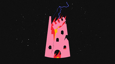 Thunder Tower animated illustration animation design drawing flat animation illustration motion design motion graphics