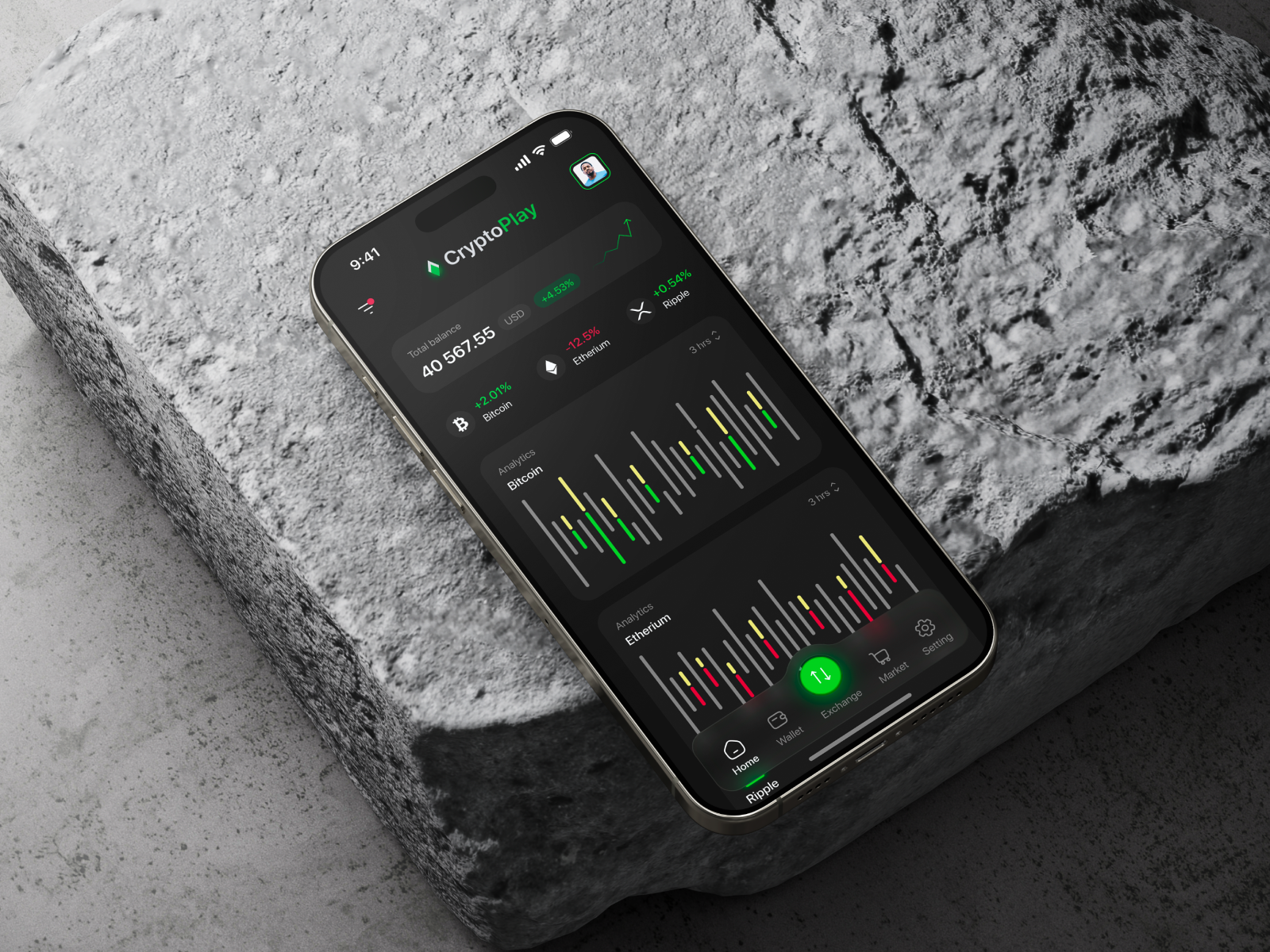 CryptoPlay is an application for training in trading app app store application bitcoin blockchain branding coin crypto design dribble figma game mobile money payment ui ux vector web3