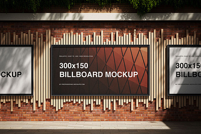 300x150 Billboard Mockup Set advertising billboard brick wall city clean minimalist mockup outdoor realistic showcase template urban