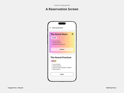 Daily UI Challenge #65 book booking design gradient gradient design linear gradient meal reserve mobile design plans reservation select plan subscription ui uichallenge ux uxdesigner uxui