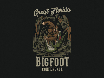 GREAT FLORIDA animal appareldesign bigfoot cartoon cartoonvintage crocodile customdesign customillustration fight handdrawn illustration retro swamp tshirt tshirtdesign vector vintage vintageartwork vintagedrawing vintageillustration