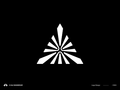 Letter A a abstract black branding geometric letter a logo logomark minimal monogram prism pyramid starburst triangle white