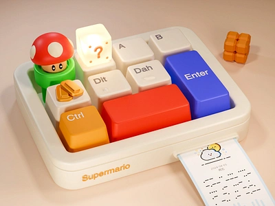 Keyboard for Morse code 3d blender supermario