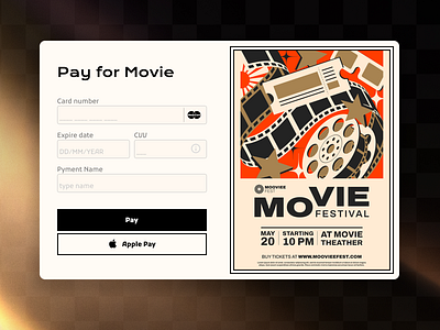 Payment app application branding dailyui dark design graphic design illustration interface logo movie payment ui
