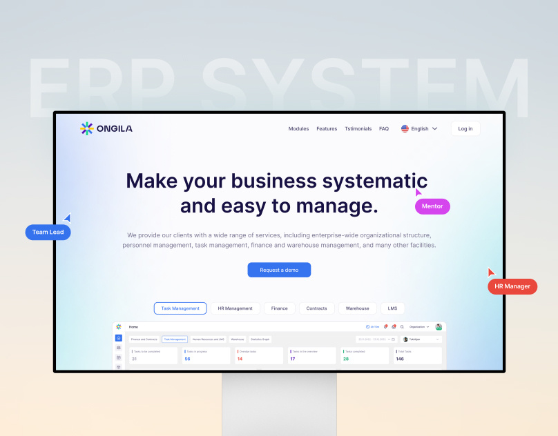 ERP System - Landing Page figma landing design ui ux uxui webdesign