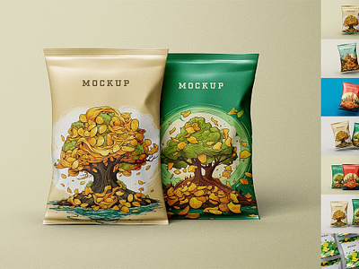 Chips Package Mockup 3d background bag chips chips package mockup design food glossy mockup pack package package mockup packaging packaging mockup plastic potato product realistic snack template
