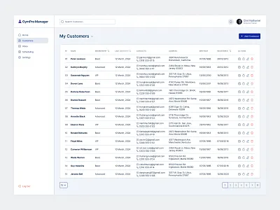 GymPro Manager app concept crm customers desktop erp table ui ux