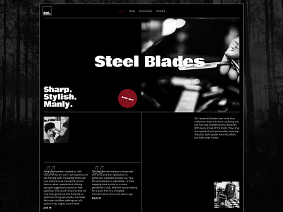 Website Design. Barbershop Steel Blades barber barbershop black blades design man minimal sharp steel style stylish web website