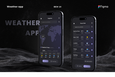 Weather Forecast app dark ui figma mobile app ui uiux ux weather app