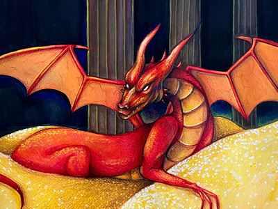 An Encounter dragon fantasy fantasy art fantasy illustration illustration illustrator mixed media traditional traditional art visual art