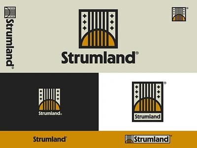 Strumland Brand Identity acoustic art deco black branding gold guitar illustration logo logo design music accessory music festival north carolina retro small business star strings strum sun vintage wood