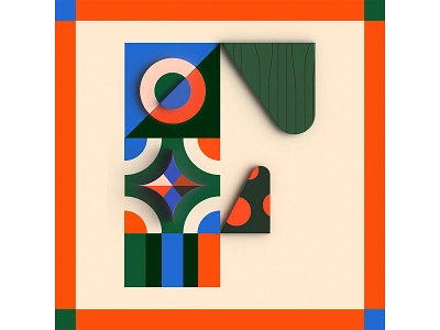 F is for Fun 36daysoftype 3d blue colourful dots f fun green illustration muti pattern red woodblocks