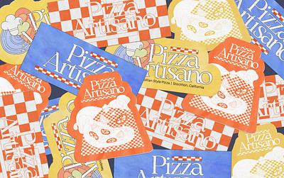 Pizza Artisano Branding brand branding design graphic design illustration packaging pizza poster roselab stickers