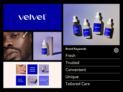 Velvet Skincare Identity beauty blue brand branding design graphic design icon identity logo logotype mark package design social typography