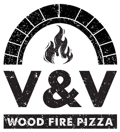V&V Wood Fire Pizza Logo branding design fire graphic design illustration logo pizza print restaurant typography visual identity