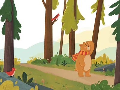 Morning in the forest adobe illustrator adobe photoshop animal drawing animal illustration art artwork character design children book children illustration cute illustration design hand drawing illustration