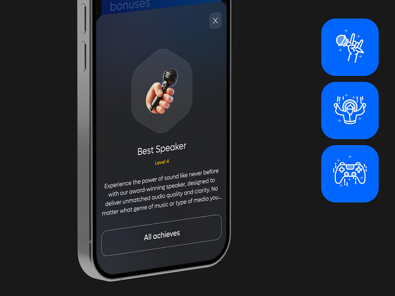 Corporate Bonus Program achievements app bonus clean corporate dark design flat icons interface mobile mobile design ui ux