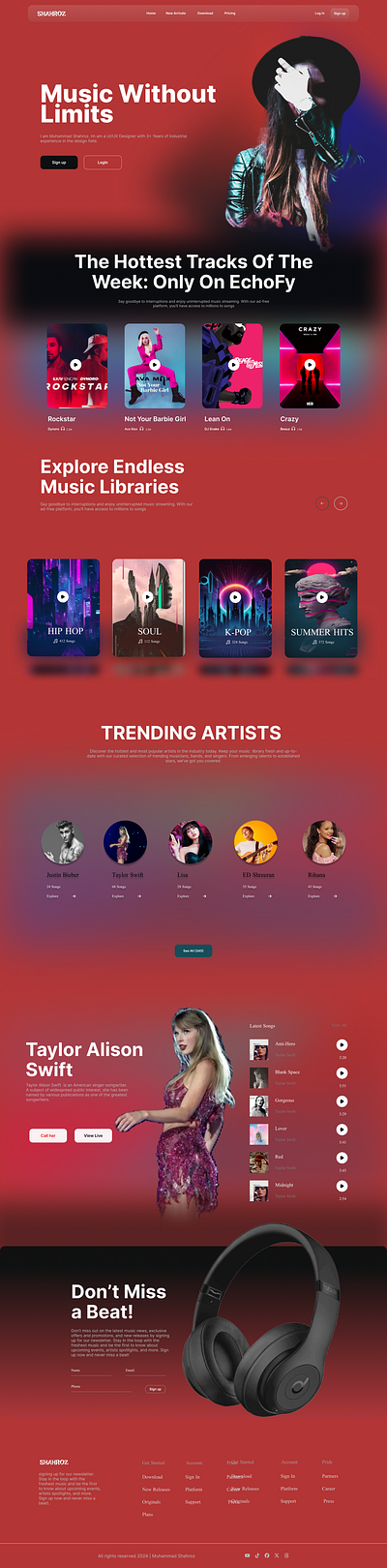 New Music Web App UIUX Design adobe xd landing page ui ui ux designer user experience user interface