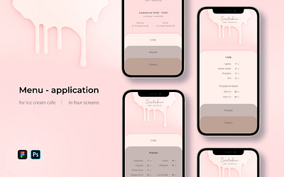 Menu application for cafe animation app application cafe design figma ice cream menu mobile motion graphics pink typography ui ux wareframe web